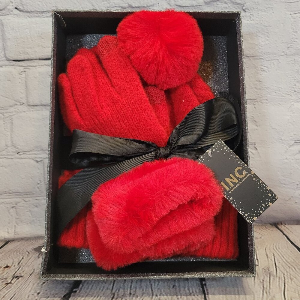 I.N.C. International Concepts Women's Beanie & Faux-Fur-Trim Gloves